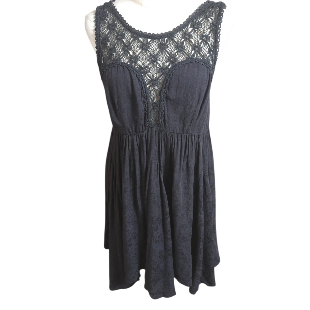 Free People Black Crochet Top Mini Dress